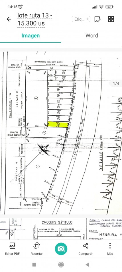 LOTE SOBRE RUTA