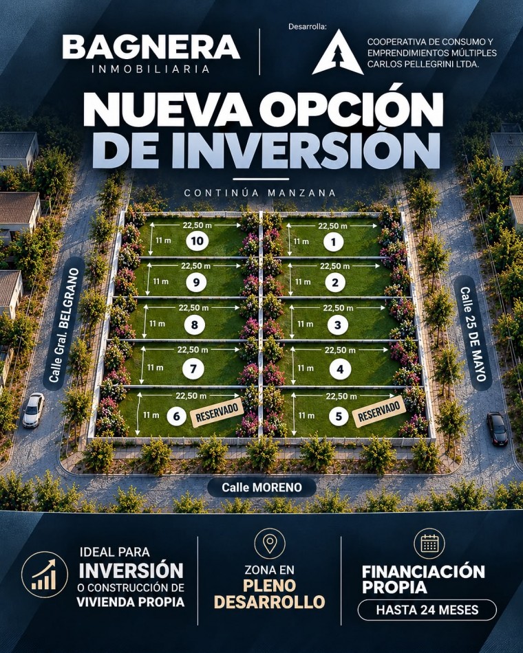 10 LOTES FINANCIADOS - ZONA EN PLENO CRECICMIENTO